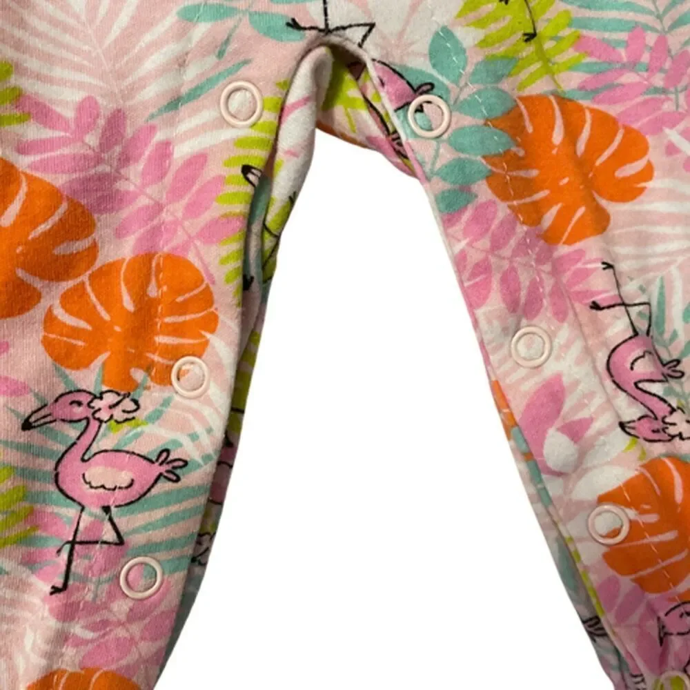 CJP Baby Overall Flamingo & Floral Print Romper 6-9 Months
